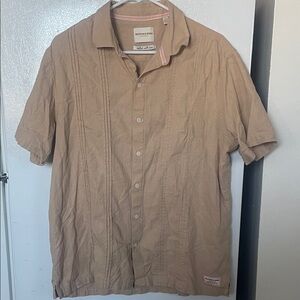 Scotch & Soda Amsterdam Large Linen Blend Beige Casual Button Down Shirt